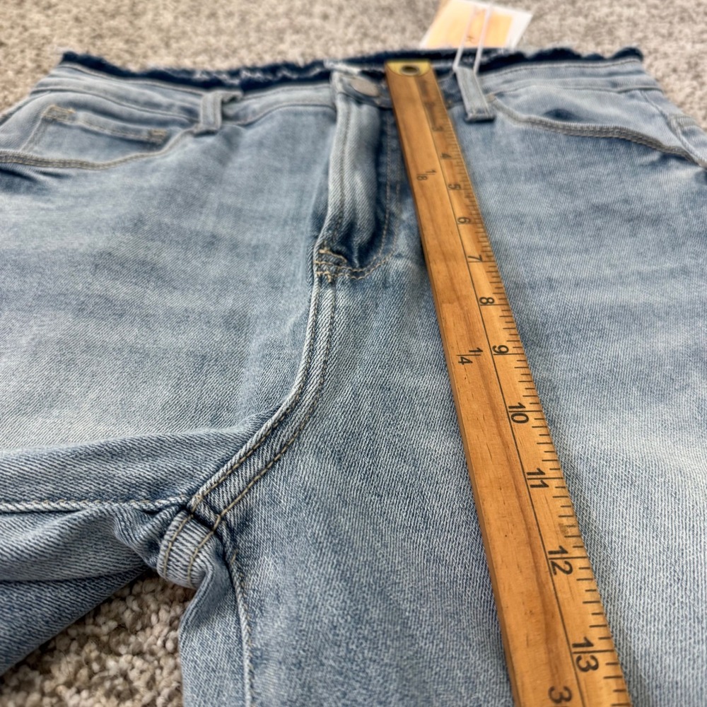 Risen Jeans Womens 9 Light Wash High Rise Wide Leg Frayed Raw Hem Boho Western - Picture 7 of 10